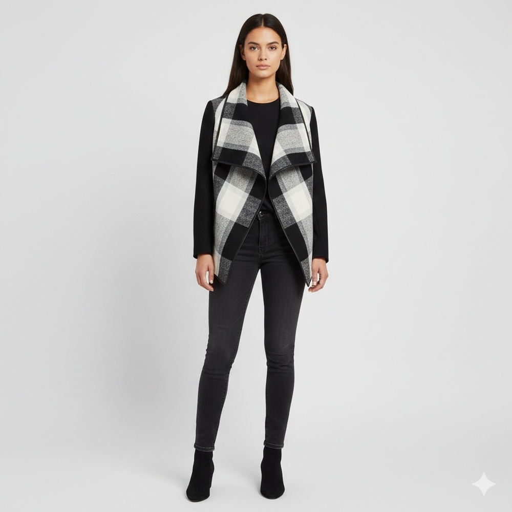 Plaid Open Front Cardigan